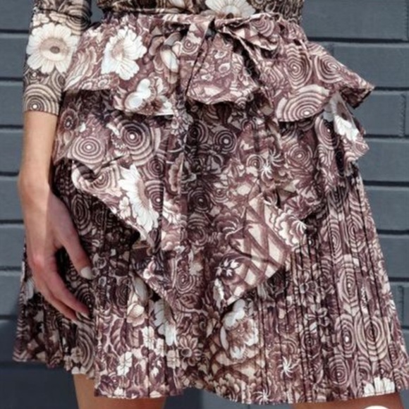 NWOT Ulla Johnson 100% Cotton Sigrid Tiered Mini Skirt in Brown Teak Size 6 - Picture 2 of 8